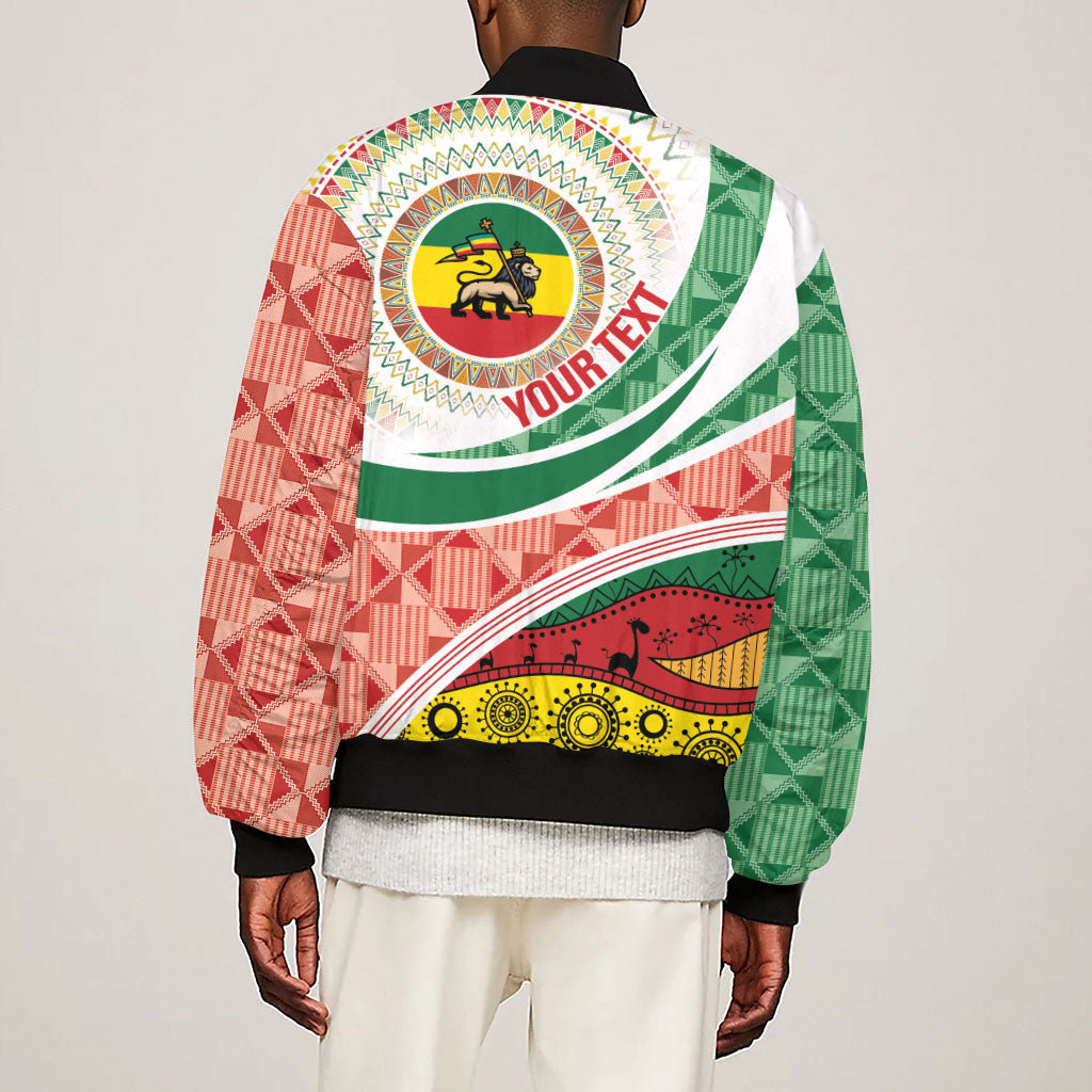 Ethiopia In My Blood Sleeve Zip Bomber Jacket Lion Of Judah In My Heart