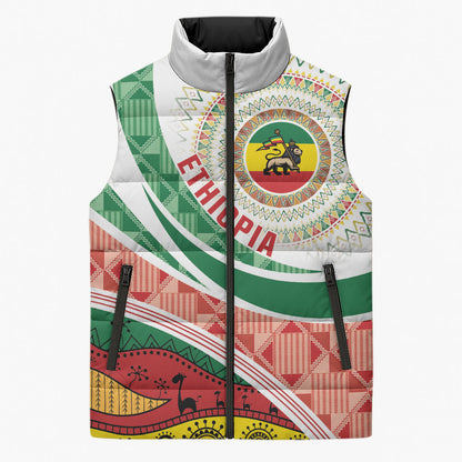 Ethiopia In My Blood Sleeveless Puffer Jacket Lion Of Judah In My Heart