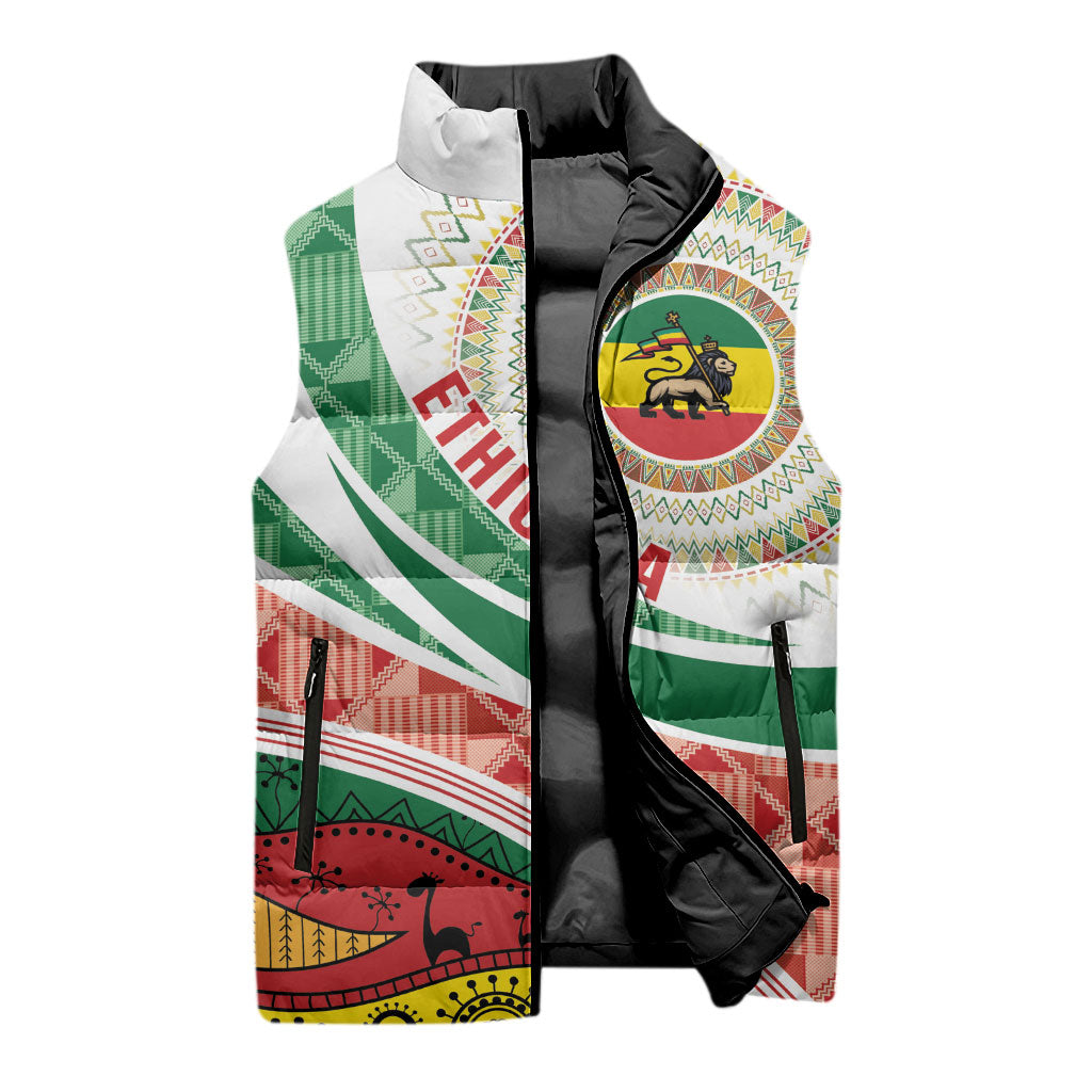 Ethiopia In My Blood Sleeveless Puffer Jacket Lion Of Judah In My Heart