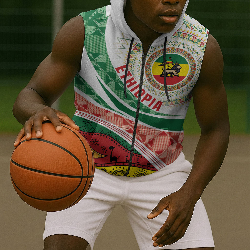 Ethiopia In My Blood Sleeveless Zip Hoodie Lion Of Judah In My Heart
