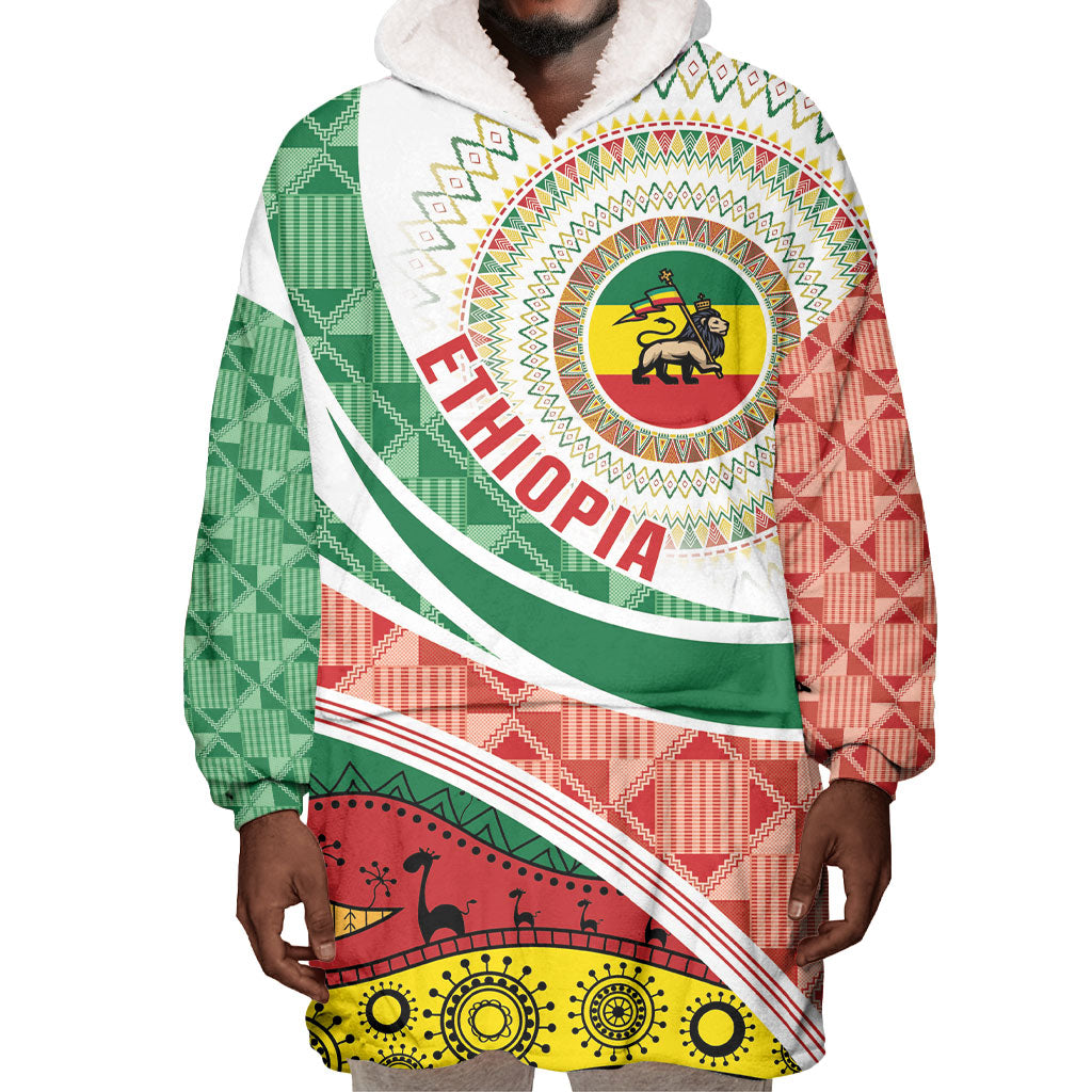 Ethiopia In My Blood Wearable Blanket Hoodie Lion Of Judah In My Heart