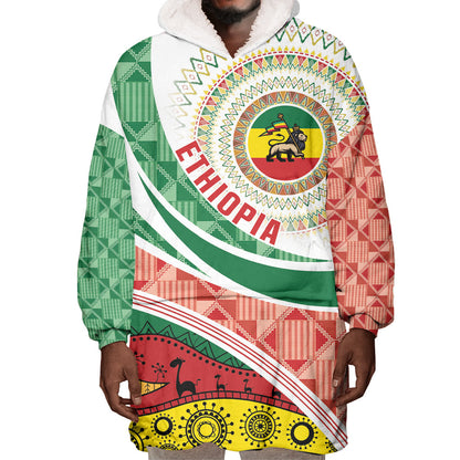Ethiopia In My Blood Wearable Blanket Hoodie Lion Of Judah In My Heart