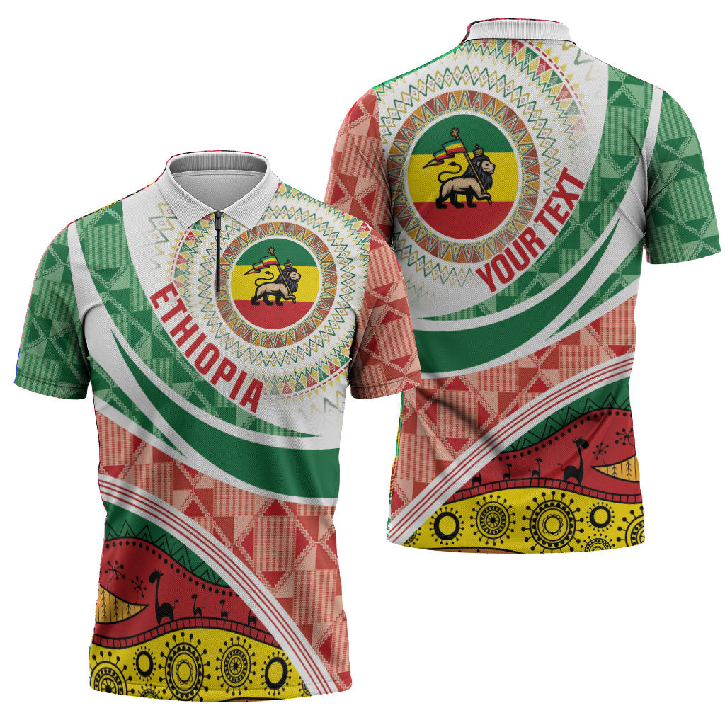 Ethiopia In My Blood Zipper Polo Shirt Lion Of Judah In My Heart
