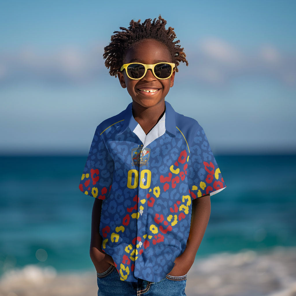 DR Congo Kopo ya Mokili Custom Kid Hawaiian Shirt Kuba Kingdom Pattern Edition