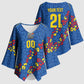 DR Congo Kopo ya Mokili Custom Kimono Sleeve Blouse Kuba Kingdom Pattern Edition