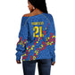 DR Congo Kopo ya Mokili Custom Off Shoulder Sweater Kuba Kingdom Pattern Edition