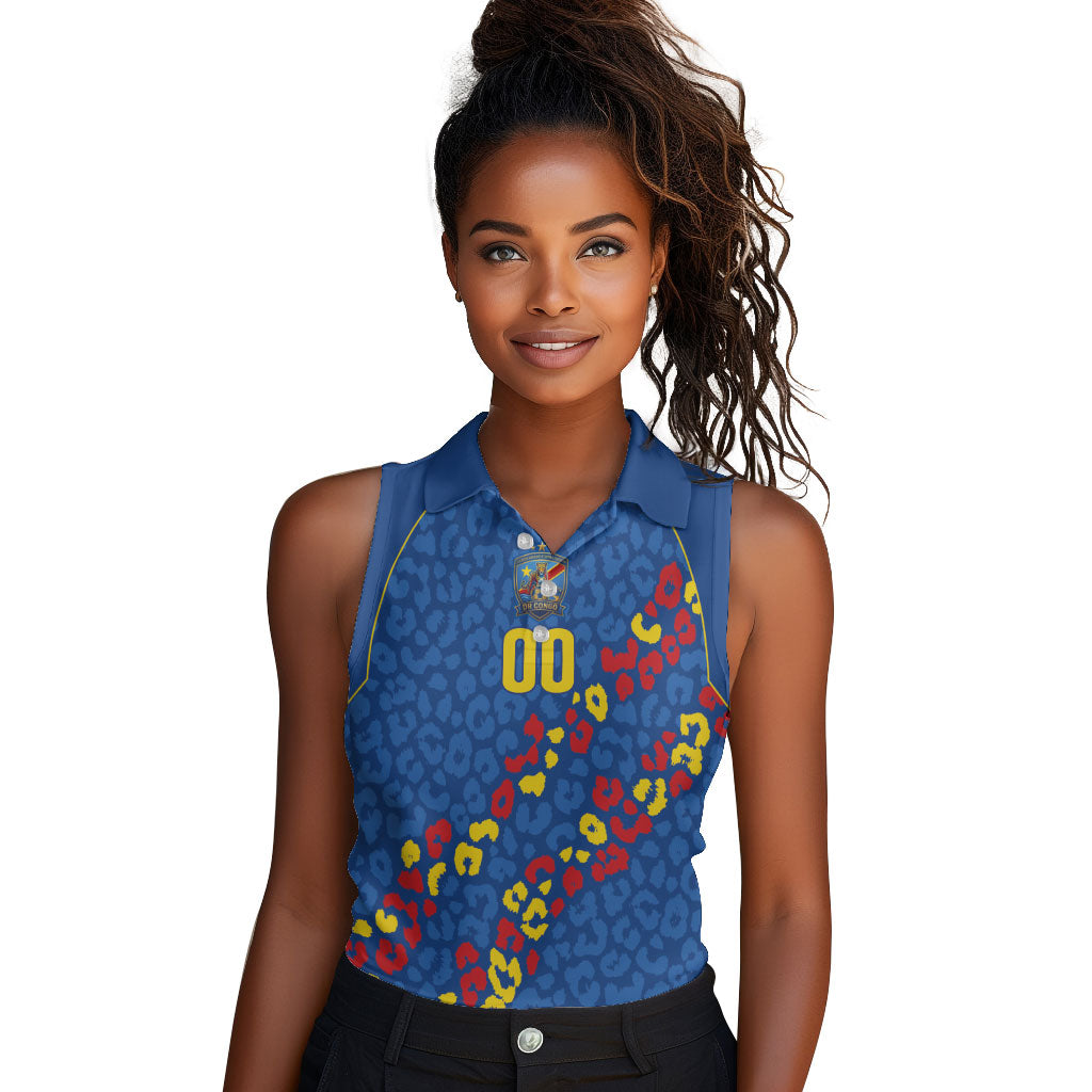 DR Congo Kopo ya Mokili Custom Women Sleeveless Polo Shirt Kuba Kingdom Pattern Edition