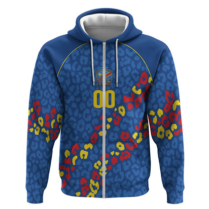 DR Congo Kopo ya Mokili Custom Zip Hoodie Kuba Kingdom Pattern Edition