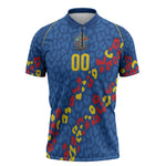 DR Congo Kopo ya Mokili Custom Zipper Polo Shirt Kuba Kingdom Pattern Edition