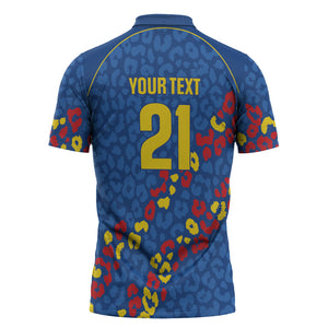 DR Congo Kopo ya Mokili Custom Zipper Polo Shirt Kuba Kingdom Pattern Edition
