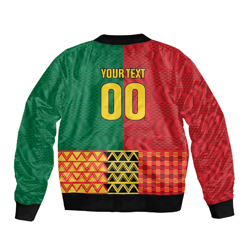 Ghana Wiase Kuruwa Custom Sleeve Zip Bomber Jacket Kente Pride Edition
