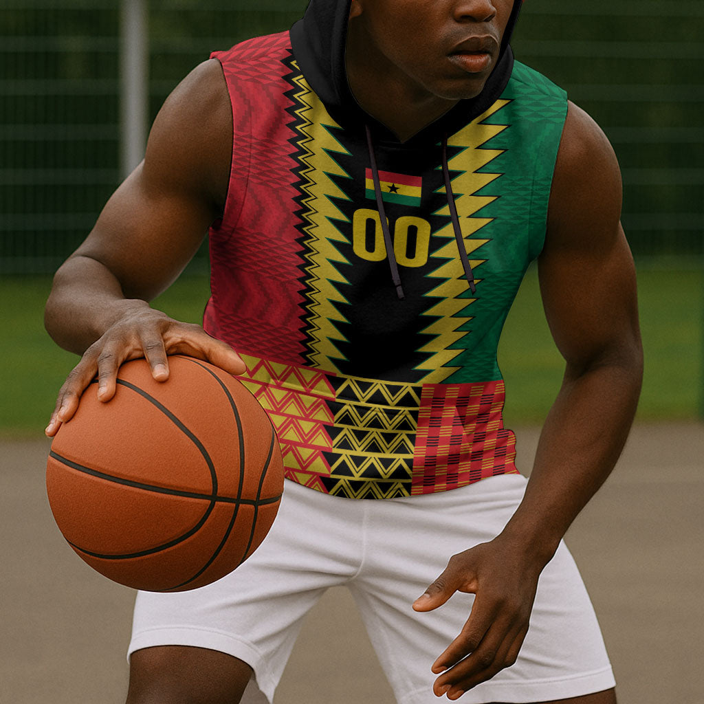 Ghana Wiase Kuruwa Custom Sleeveless Hoodie Kente Pride Edition