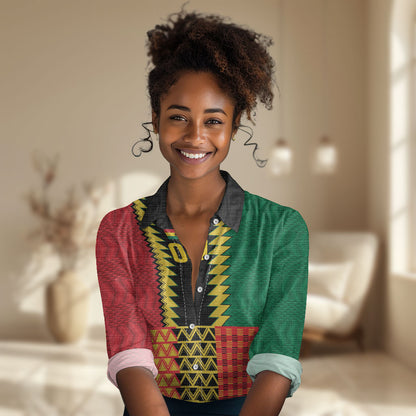 Ghana Wiase Kuruwa Custom Women Casual Shirt Kente Pride Edition