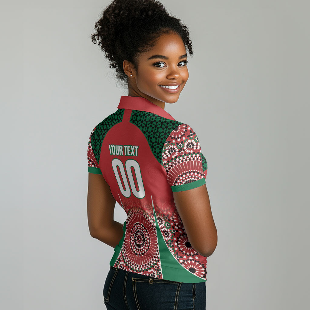 Morocco Yalla Vamos 2026 Custom Women Polo Shirt Zellige Mosaic Edition