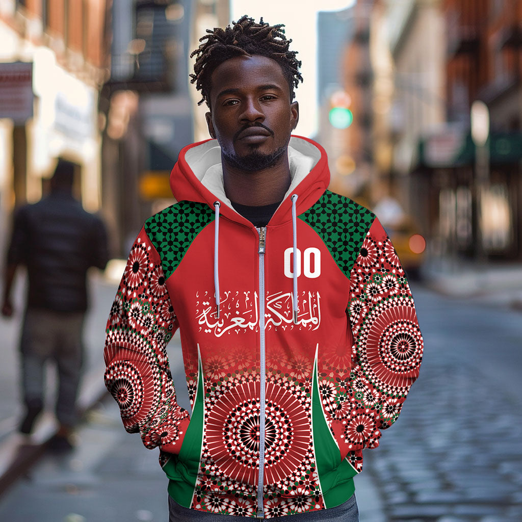 Morocco Yalla Vamos 2026 Custom Zip Hoodie Zellige Mosaic Edition