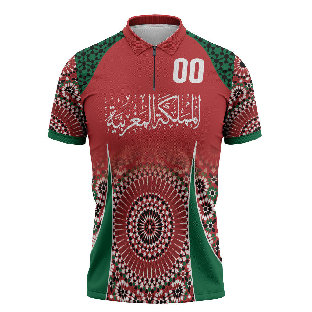 Morocco Yalla Vamos 2026 Custom Zipper Polo Shirt Zellige Mosaic Edition