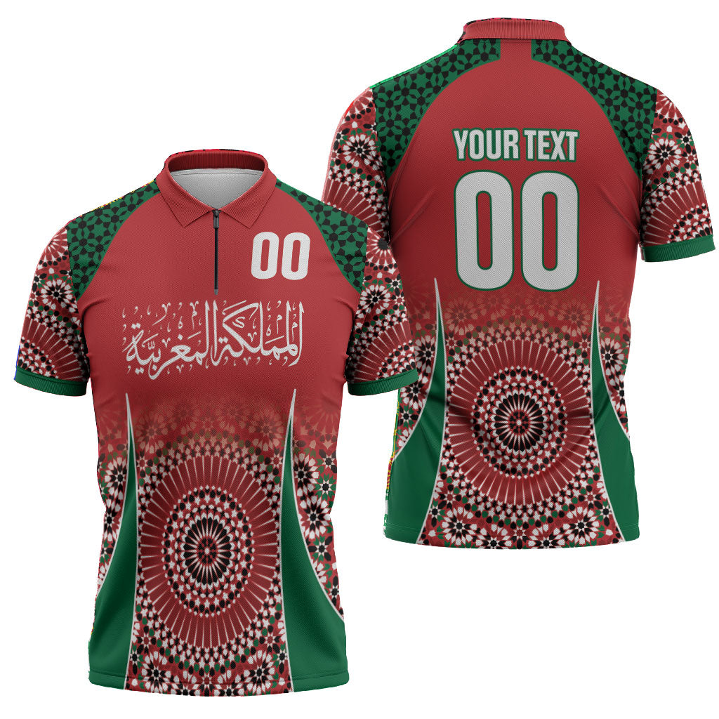 Morocco Yalla Vamos 2026 Custom Zipper Polo Shirt Zellige Mosaic Edition
