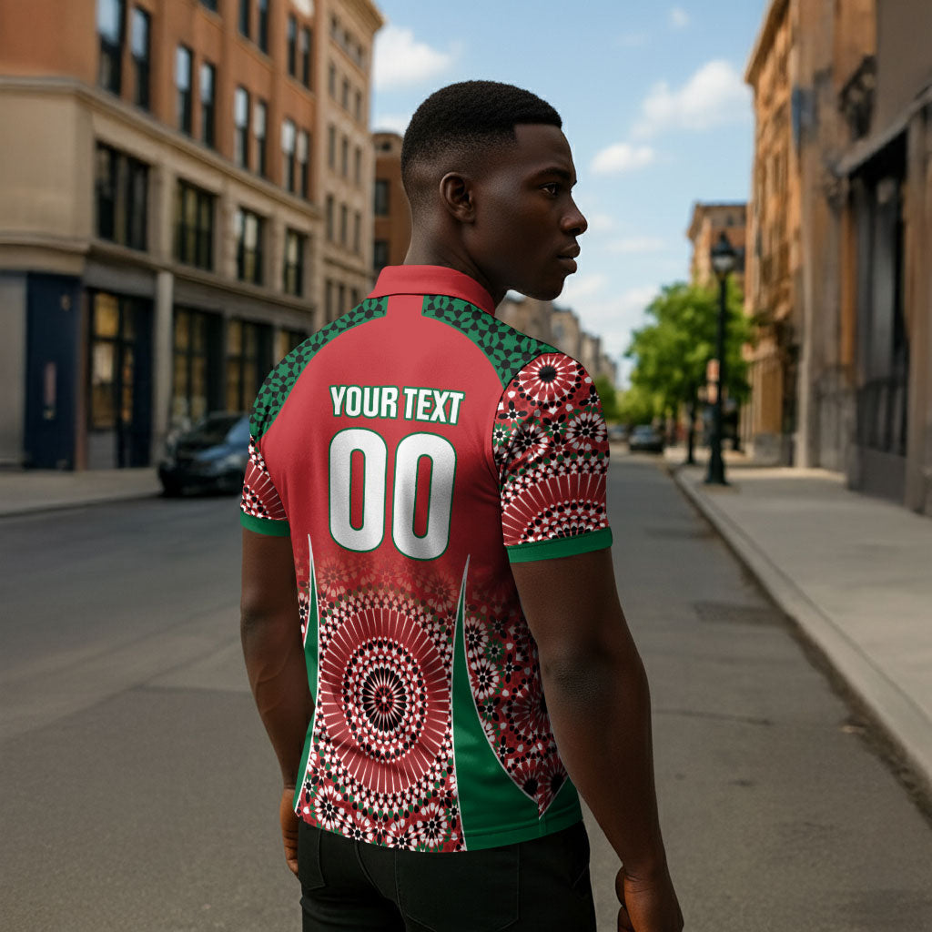 Morocco Yalla Vamos 2026 Custom Zipper Polo Shirt Zellige Mosaic Edition