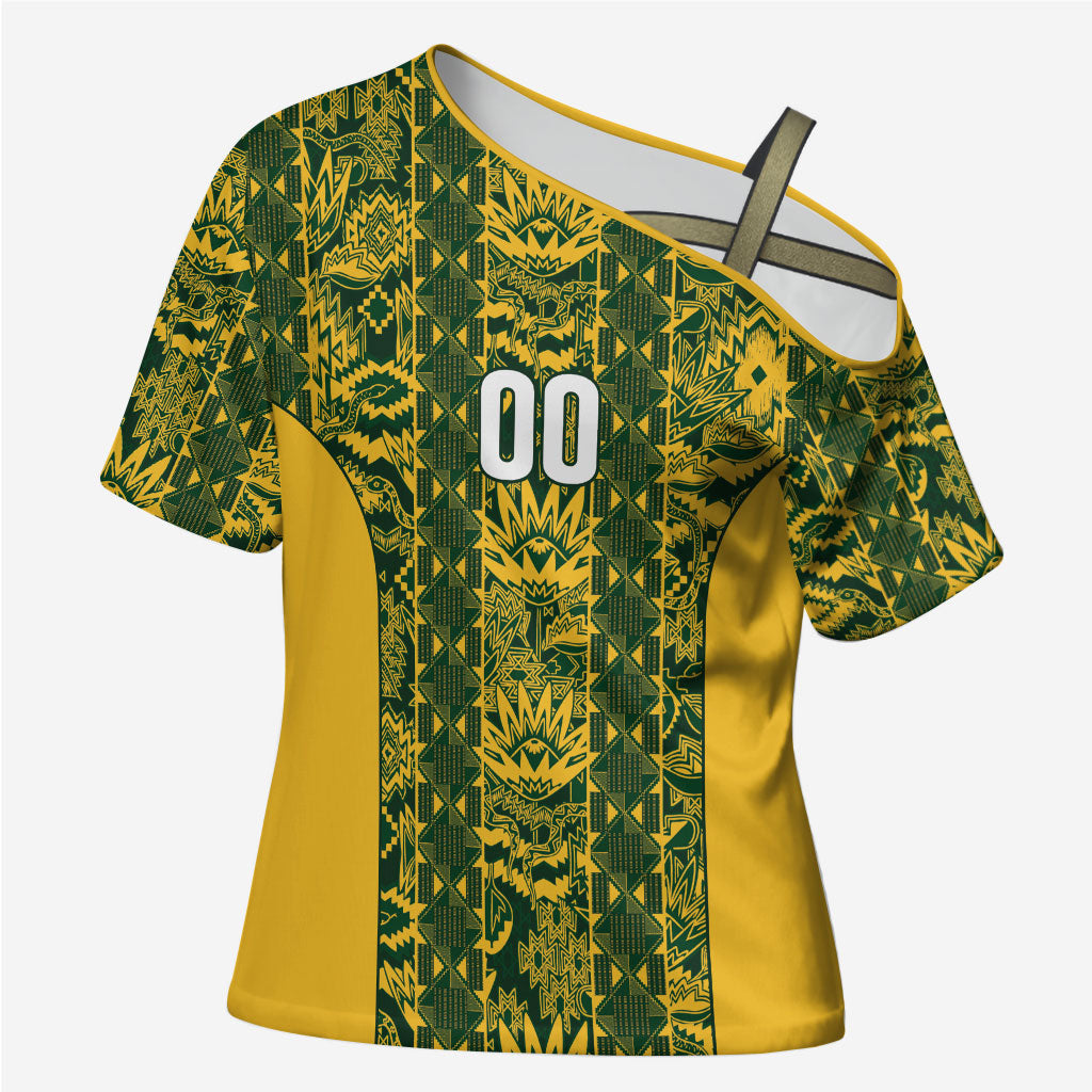 South Africa Indebe Yomhlaba Custom Cross Shoulder Shirt Ndebele Art Gold Edition