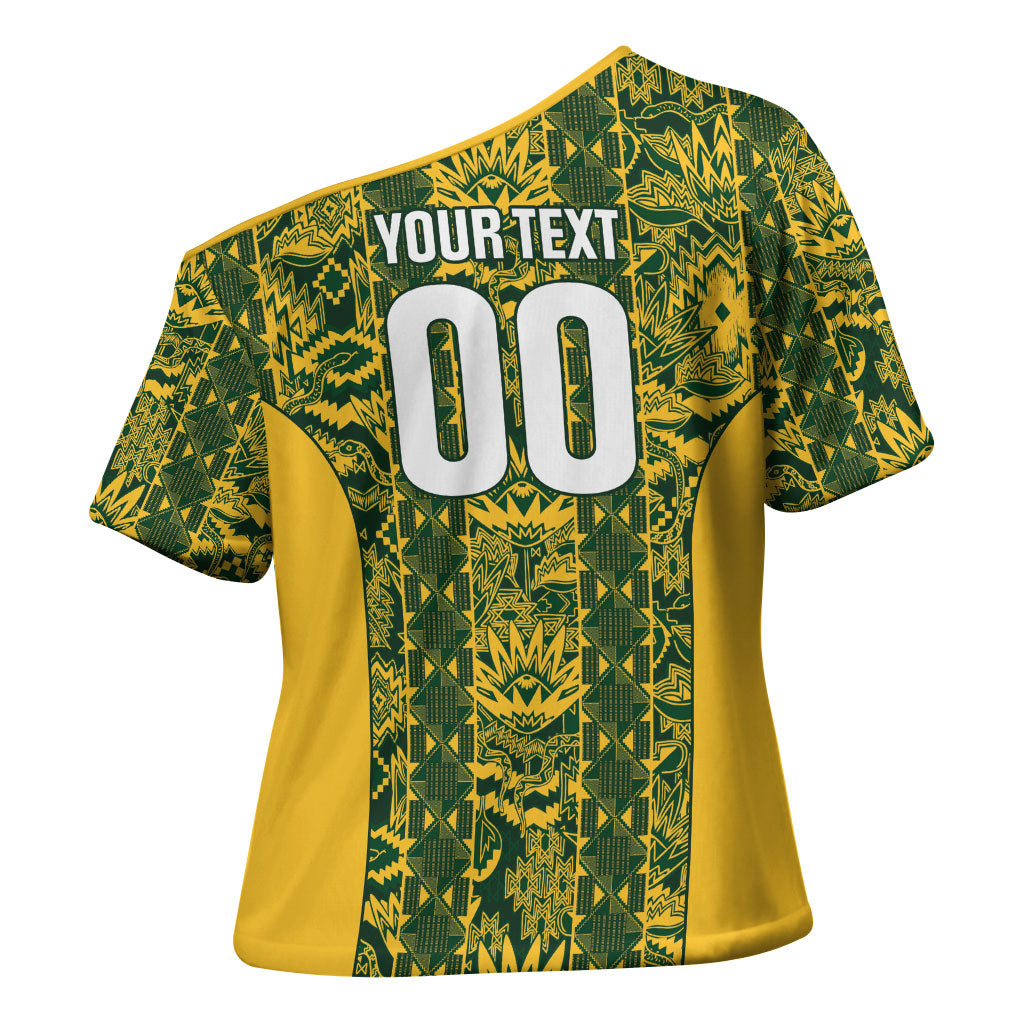 South Africa Indebe Yomhlaba Custom Cross Shoulder Shirt Ndebele Art Gold Edition