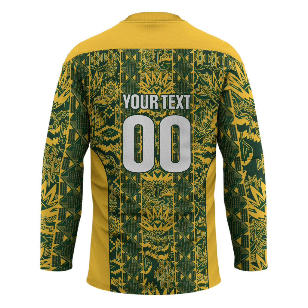 South Africa Indebe Yomhlaba Custom Hockey Jersey Ndebele Art Gold Edition
