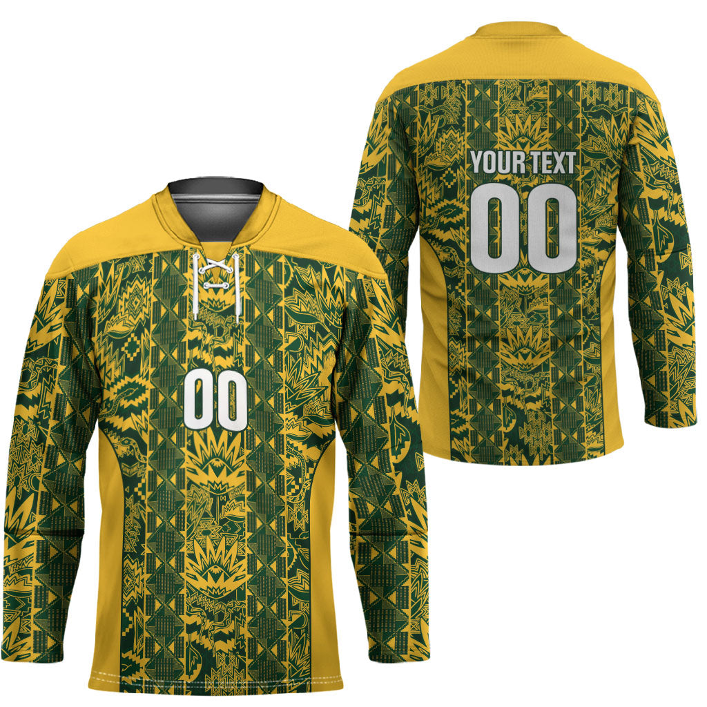 South Africa Indebe Yomhlaba Custom Hockey Jersey Ndebele Art Gold Edition