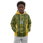 South Africa Indebe Yomhlaba Custom Kid Hoodie Ndebele Art Gold Edition