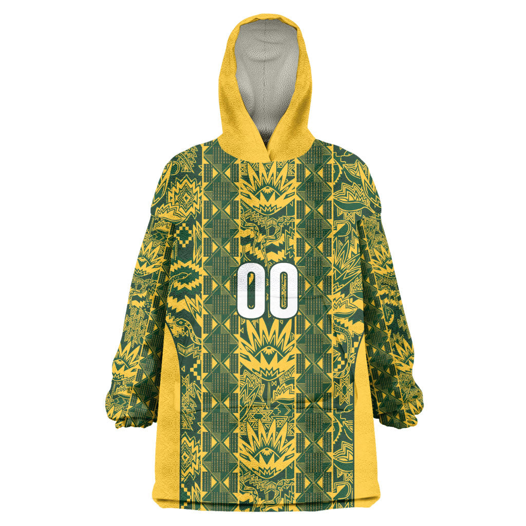 South Africa Indebe Yomhlaba Custom Kid Wearable Blanket Hoodie Ndebele Art Gold Edition