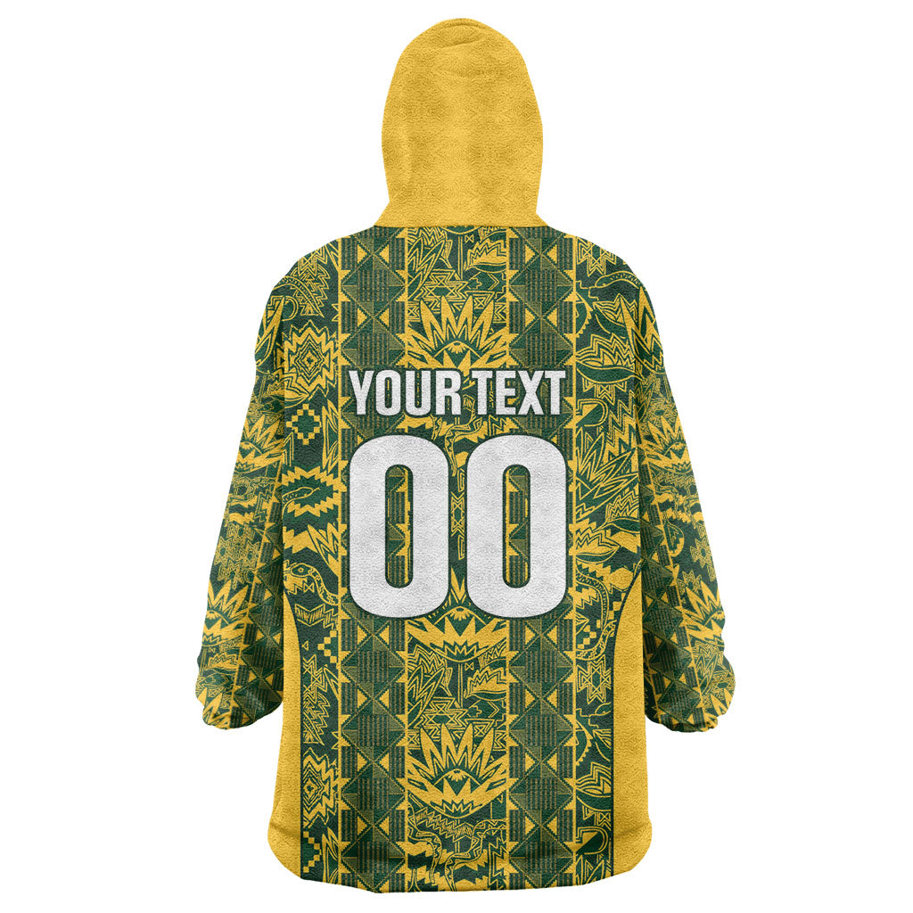 South Africa Indebe Yomhlaba Custom Kid Wearable Blanket Hoodie Ndebele Art Gold Edition