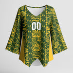 South Africa Indebe Yomhlaba Custom Kimono Sleeve Blouse Ndebele Art Gold Edition