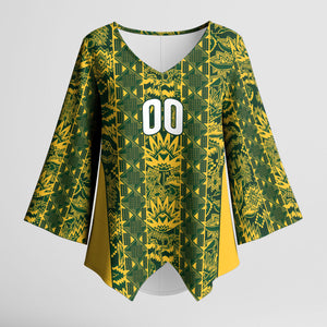 South Africa Indebe Yomhlaba Custom Kimono Sleeve Blouse Ndebele Art Gold Edition