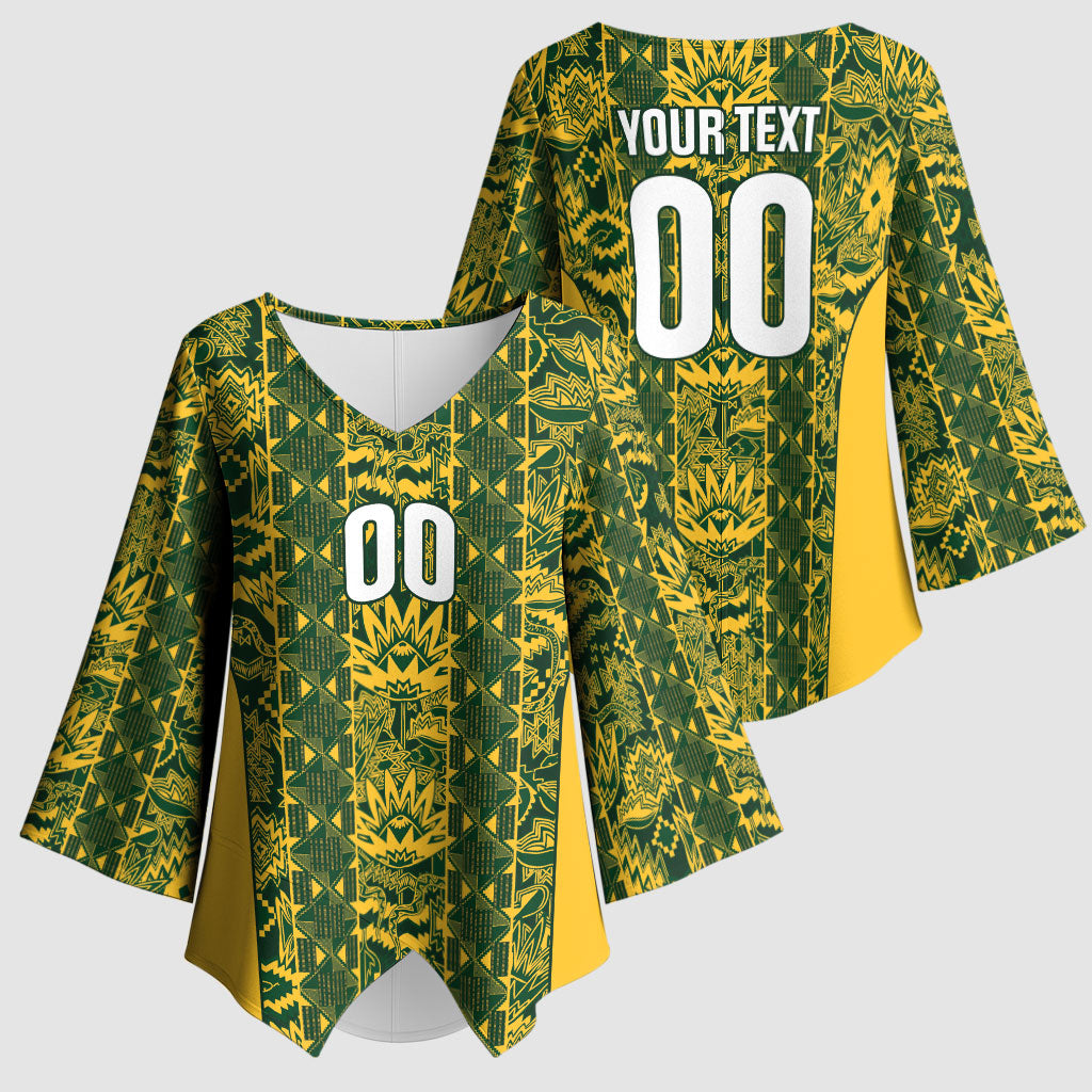 South Africa Indebe Yomhlaba Custom Kimono Sleeve Blouse Ndebele Art Gold Edition