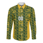 South Africa Indebe Yomhlaba Custom Long Sleeve Button Shirt Ndebele Art Gold Edition