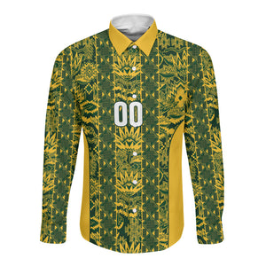 South Africa Indebe Yomhlaba Custom Long Sleeve Button Shirt Ndebele Art Gold Edition
