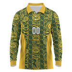 South Africa Indebe Yomhlaba Custom Long Sleeve Polo Shirt Ndebele Art Gold Edition