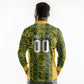 South Africa Indebe Yomhlaba Custom Long Sleeve Polo Shirt Ndebele Art Gold Edition