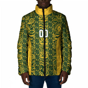 South Africa Indebe Yomhlaba Custom Padded Jacket Ndebele Art Gold Edition