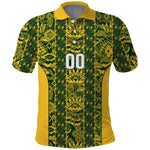 South Africa Indebe Yomhlaba Custom Polo Shirt Ndebele Art Gold Edition