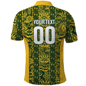 South Africa Indebe Yomhlaba Custom Polo Shirt Ndebele Art Gold Edition