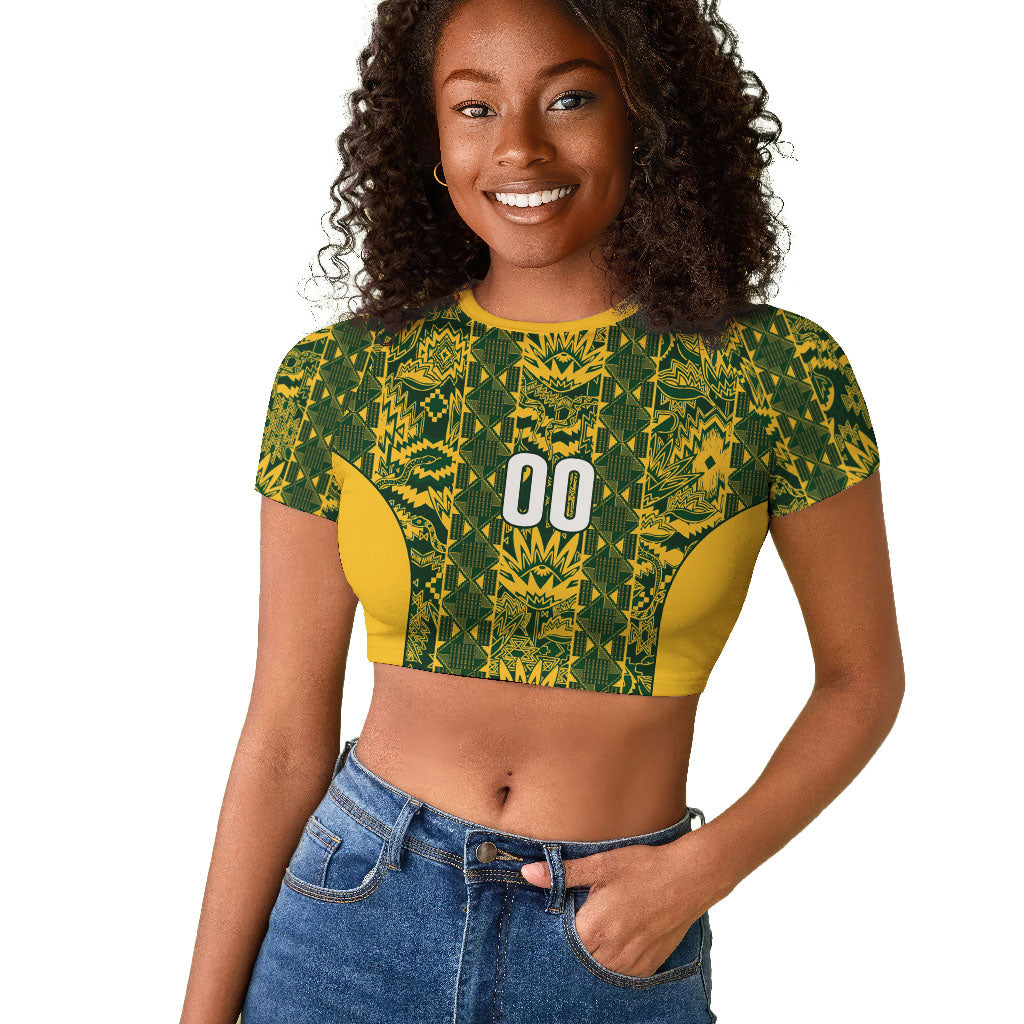 South Africa Indebe Yomhlaba Custom Raglan Cropped T shirt Ndebele Art Gold Edition