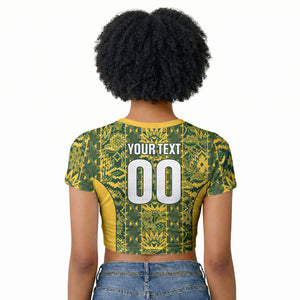 South Africa Indebe Yomhlaba Custom Raglan Cropped T shirt Ndebele Art Gold Edition