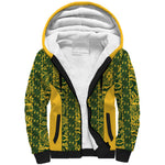 South Africa Indebe Yomhlaba Custom Sherpa Hoodie Ndebele Art Gold Edition