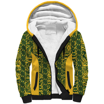 South Africa Indebe Yomhlaba Custom Sherpa Hoodie Ndebele Art Gold Edition