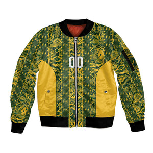 South Africa Indebe Yomhlaba Custom Sleeve Zip Bomber Jacket Ndebele Art Gold Edition