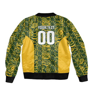 South Africa Indebe Yomhlaba Custom Sleeve Zip Bomber Jacket Ndebele Art Gold Edition