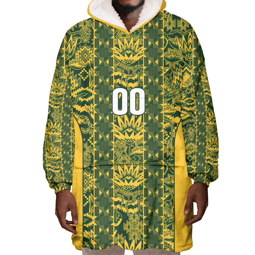 South Africa Indebe Yomhlaba Custom Wearable Blanket Hoodie Ndebele Art Gold Edition