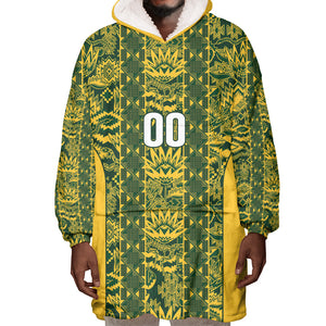 South Africa Indebe Yomhlaba Custom Wearable Blanket Hoodie Ndebele Art Gold Edition
