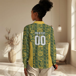South Africa Indebe Yomhlaba Custom Women Casual Shirt Ndebele Art Gold Edition