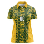 South Africa Indebe Yomhlaba Custom Women Polo Shirt Ndebele Art Gold Edition