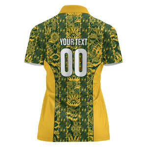 South Africa Indebe Yomhlaba Custom Women Polo Shirt Ndebele Art Gold Edition